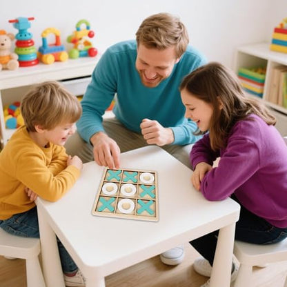 Tic Tac Toe Game - Classic XO Board Game for Kids and Adults - Portable Travel Games for Fun Family Game Night, 7" x 7" - color: Tic Tac Toe