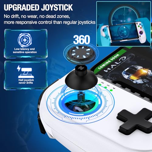 Mocagen MC1 Phone Controller for iPhone & Android – Ergonomic Grip, Low Latency, Case Friendly, Mobile Controller with Hall Effect Joysticks, Portable Travel Companion for Car/Leisure(White+Black Case) - color: White+Black