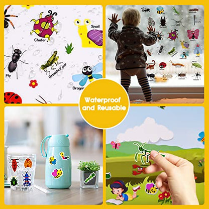 ASTARON Reusable Sticker Book for Toddlers, 88 Pcs Insect Stickers Road Trip Activities Car Airplane Activities Travel Toys for Kids, Kids Quiet Time Activities (2-6 Age) - style: Insects