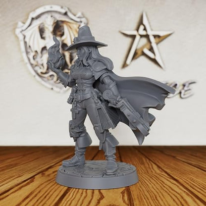 AUSPDICE Gothic Monster Stalker DND Miniatures, 32mm Vampire Hunter-AS537 | Unpainted Human Mage Figurine with Crossbow for Dungeons and Dragons, Tabletop Gaming, TTRPG and Gothic RPG Adventures