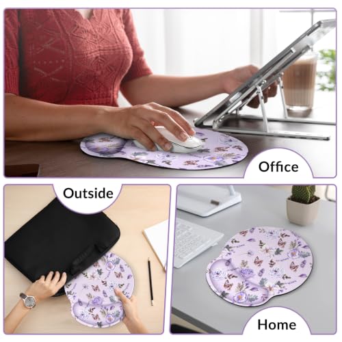 KONVINIT Ergonomic Mouse Pad with Wrist Rest, Small Mousepad with Non-Slip Rubber Base and Smooth Surface, Purple Mouse Pads for Desk, Office Desk Accessories - color: Purple