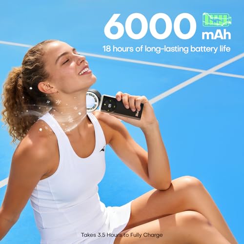 6000mAh Portable Handheld Fan with Ice Cooling, 199 Levels Stepless Speed, 20H Long Battery Life, 20000RPM Turbo Fan Rechargeable Personal Mini Fan for Travel, Outdoor, Makeup (Black) - color: Black