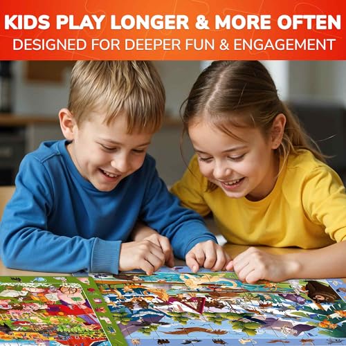 QUOKKA Puzzles for Kids Ages 4-6 - Toddler Puzzles Ages 3-5 - 4-Pack 60 Piece Search and Find Animals Jigsaw Puzzle 6-8 - Learning Toys for 3 Year Old Boys and Girls - Educational Games Gift - color: Red, Blue, Yellow, Green