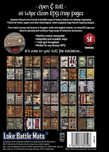 Big Book of Battle Mats Rooms Vaults & Chambers by Loke | 2-10 Players | Ages 14+ | One Shot Adventures and Heists