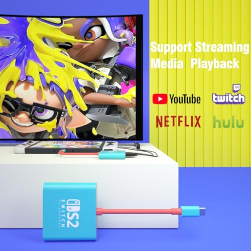 PURBHE TV Docking Station for Nintendo Switch 2 and 1 and Steam Deck, Support TV Dock Mode, Portable HDMI Adapter Accessories for Nintendo Switch 1 and OLED and 2 Dock - size: 8 Inch USB C Cable