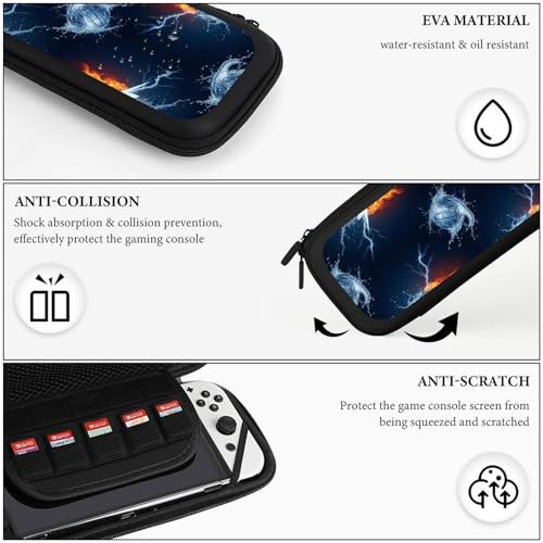 PPIKTC Carrying Case for Switch, Ice Water Fire Flame Basketball Protective Travel Storage Bag, Hard Shell Game Holder Organizer with 15 Game Cartridges - color: Design (338)
