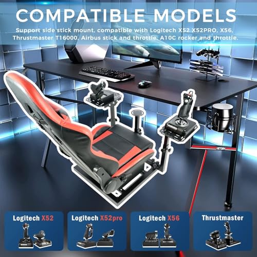 Gazzyt Flight Simulator Cockpit with Red Race Seat Compatible with Logitech X52, for Thrustmaster,for Hotas Honeycomb Warthog,Not Included Throttle and Joystick
