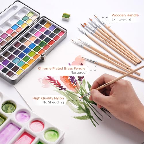 Golden Maple Tiny Paint Brushes, 10Pcs Detail Paint Brushes Artist Mini Paint Brush for Crafts, Touch Up, Miniature, Watercolor and Paint by Numbers for Beginner