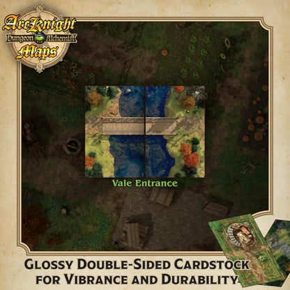 Arcknight The Vale of Adventure Roleplaying D&D Battle Map; 16 Modular RPG Maps in 8 Double-Sided Pages, 1" Square Grid, Modular & Versatile DND Map for ttrpg Gaming - for Dungeons & Dragons - style: Vale Adventure