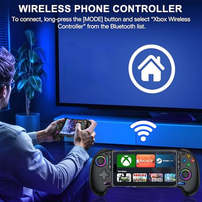 NinjaPlusOX Mobile Game Controller for iPhone/Android with Hall Joystick, Wireless Phone Controller with Phone Case Support, Compatible with Xbox Game Pass, Steam Link, Call of Duty, Roblox - color: Pure Black