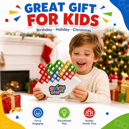 48PCS Balance Stacking Game, 2 Players Tower Board Toy for Adults & Kids, Family Party Travel Game, Team Building Blocks