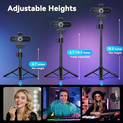 EMEET C60E 4K Webcam with Tripod, Streaming Camera with PDAF Autofocus | Dual Microphones, Auto Light Correction, 73° FOV, Plug & Play USB Webcam for Live Streaming, Gaming & Real-Time Interaction - style: Single-Camera w/ Tripod