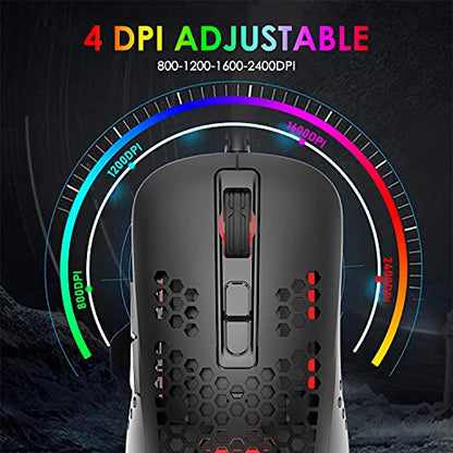 One-Handed RGB Gaming Keyboard Mouse and Mouse Pad 3 In 1 Combo 39 Keys with Wrist Rest Mini Gaming Backlit Keypad 7 Buttons 6400 DPI RGB Backlight Mouse Compatible with Computer/PC/Laptop Gamers