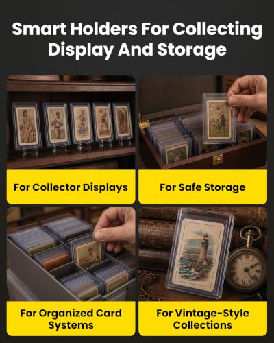 Tobacco Toploaders 25 Pack, 1.65 x 2.87 in | 35PT Hard Plastic Card Sleeves for T205 T206 Vintage Cigarette Cards & Mini Baseball Cards, Rigid PVC Top Loaders, Blue Tint