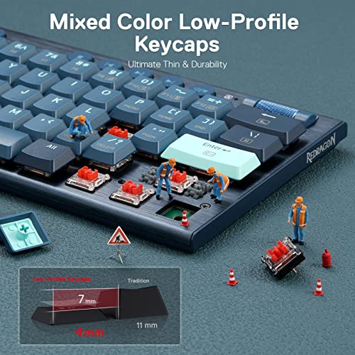 Redragon K632 PRO 60% Wireless RGB Mechanical Keyboard, BT/2.4Ghz/Wired Tri-Mode Ultra-Thin Low Profile Gaming Keyboard w/No-Lag Connection, Dedicated Media Control & Linear Red Switch