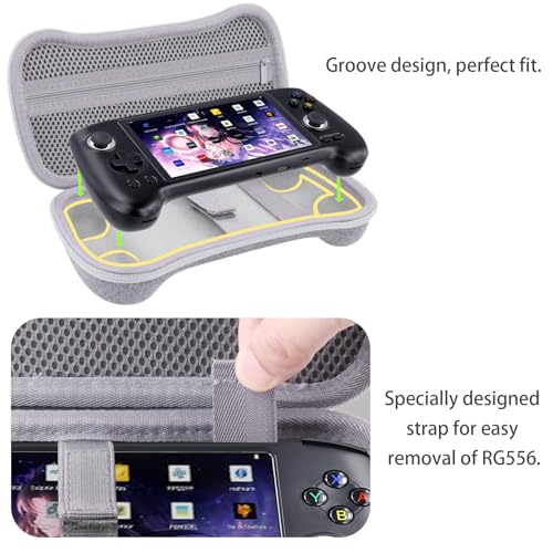 khanka Hard Travel Case Replacement for Anbernic RG556 Retro Handheld Game Console,Case Only. (Grey) | Hard Shell Protection, Smooth Zipper Opening, Secure Custom Fit, Travel-Ready Portable Storage, Protective Case Only - style: Grey