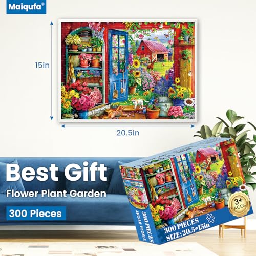 300 Pieces Puzzle for Adults | Flowers House Puzzle | Recycled Cardboard Large Piece Jigsaw Puzzles 300 Pieces | Challenging Game Home Decor Birthday Party Gift Toy 20.5 * 15 inch - style: FLowers House