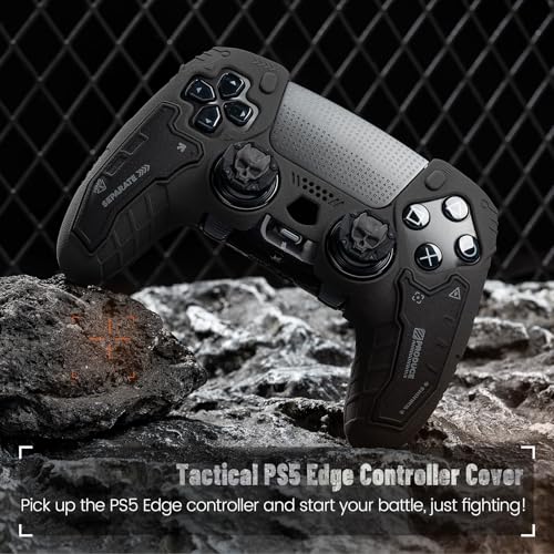 GesTac Tactical Skin Set for PS5 Edge Controller, Anti-Slip Silicone Protective Cover Skin Case Compatible with PS5 Edge Wireless Controller with 2 Thumb Grip Caps - Ghost Gray - color: Ghost Gray