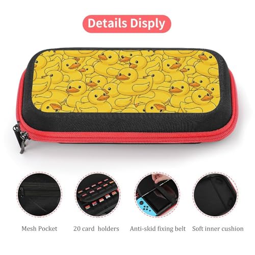 Switch Carrying Case Duck Rubber Switch Game Case with 20 Games Cartridges Hard Shell Travel Protection Storage Case for Console & Accessories