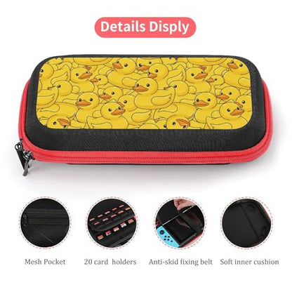 Switch Carrying Case Duck Rubber Switch Game Case with 20 Games Cartridges Hard Shell Travel Protection Storage Case for Console & Accessories