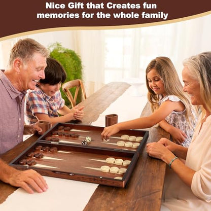 Handcrafted Wooden Backgammon Set - 16x15.3inch, Oversized Pieces, Intricate Carvings, Premium Travel Game Board for Adults & Kids (Star) - style: Upgraded Star 39x40CM