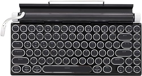 Adventurers Typewriter Style Retro Mechanical Keyboard LED Backlight 83 Keys Bluetooth 5.0 Blue Axis, Suitable Desktop Computers/Laptops Mac/Mobile Punk Keys, Black, 12.8 x 6.6 x 1.6 inches - color: Black with RGB backlight