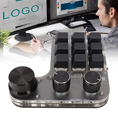 Sanpyl One Handed Mechanical Keypad, 9 Programmable Keys 3 Knobs, Dual Mode USB/Bluetooth Gaming Keyboard for PC