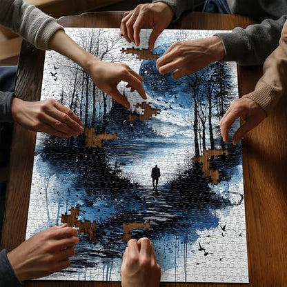 Nature Landscape Puzzles for Adults 1000 Pieces, PICKFORU Lone Shadow Lake Jigsaw Puzzle, Fantasy Forest Plant Tree Scenic Impossible Puzzle - style: Lone Shadow Lake Puzzle