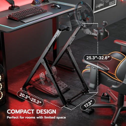 ARES WING Foldable Sim Racing Wheel Stand with Chair Fixing, Compact Design | Racing Simulator Cockpit Compatible with Logitech G29 G920 G923, Fanatec, Thrustmaster, Moza, Simagic, Racing Games Equipment - size: Stand with Chair Fixing