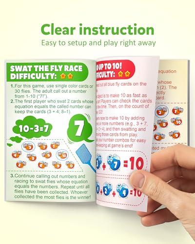 Coogam Math Counting Game, Math Manipulative Learning Swat The Fly Cards, Practice with Addition, Subtraction, Multiplication & Division, 1st 2nd & 3rd Grade Educational Toy for Homeschool