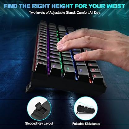 RaceGT Wired Mechanical Gaming Keyboard - 67 Keys Ultra-Compact Mini Keyboard, Wired USB Keyboards, Multi Color RGB Illuminated LED Backlit for PC Gamer Computer Desktop (Black)…