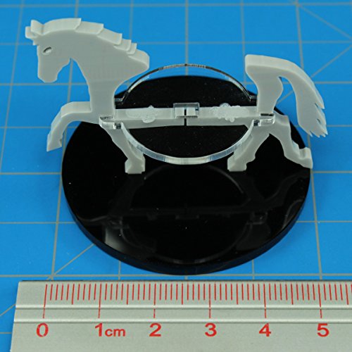 LITKO Horse Mount | Compatible with D&D & Pathfinder | 50mm Round | Grey | Turns a 30mm (1.25-inch) hero into a saddled rider | 2-inch base | Includes steed + clear acrylic base | Glue assembly - color: Grey, style: 50mm Circular Base