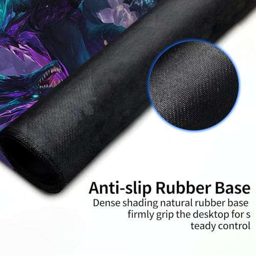 Patterned Gaming Playmat Compatible with MTG, Compact Card Game Mat with Stitched Edges, Natural Rubber Desk Pad with Transparent Drawstring Bag, 23.6 x 13.7 Inch, Dragon Purple Blue Glowin - color: Dragon Purple Blue Glowin, size: 24"X14" Regular