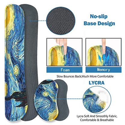 ToLuLu Large Mouse Pad, Memory Foam Keyboard Mouse Wrist Rest Support Set | Ergonomic Desk Mat with Stitched Edges, Gaming Extended Non-Slip Base Mousepad for Home Office, Van Gogh Starry Night - color: Van Gogh Starry Night