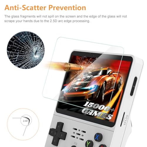 Hianjoo 3-Pack Screen Protector Compatible with R36S/ R35S/ RGB20S 3.5" Handheld Game Console, Tempered Glass [HD Clarity] [9 Hardness] [Anti-Scratch]