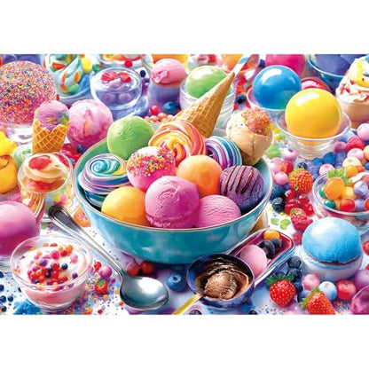 Ice Cream Sweets 1000 Piece Jigsaw Puzzle for Adults Vibrant Summer Dessert Adult Jigsaw Puzzles Cool Unique Letters on Back Fun Family Challenging Puzzle Gifts for Adults Senior (27.6"x19.7") - color: Ice Cream Sweets