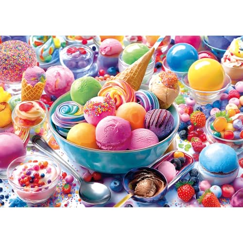 Ice Cream Sweets 1000 Piece Jigsaw Puzzle for Adults Vibrant Summer Dessert Adult Jigsaw Puzzles Cool Unique Letters on Back Fun Family Challenging Puzzle Gifts for Adults Senior (27.6"x19.7") - color: Ice Cream Sweets