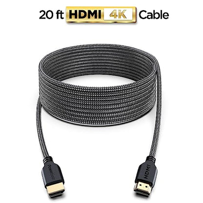PowerBear 4K Long HDMI Cable 20 ft [2 Pack] High Speed, Braided Nylon & Gold Connectors, 4K @ 60Hz, Ultra HD, 2K, 1080P, ARC & CL3 Rated | for Laptop, Monitor, PS5, PS4, Xbox One, Fire TV, Apple TV - size: 20ft 2pack