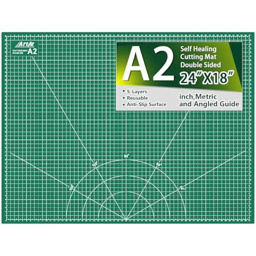 ArtAt Self Healing Cutting Mat: 18″x 24″ Green Double Sided, Non-Slip 5 Layers PVC Durable A2 Sewing Craft Mat for Rotary Cutter, Use for Quilting, Scrapbooking and Craft & Art Projects… - color: Green, size: 24"L x 18"W