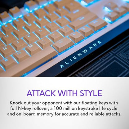 Alienware Low-Profile RGB Gaming Keyboard AW510K Light, Alienfx Per Key RGB Lighting, Media Controls and USB Passthrough, Cherry MX Low Profile Red Switches, Lunar light