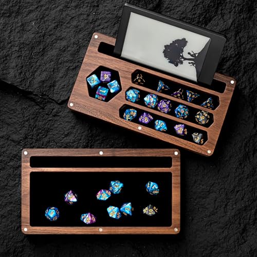 Briwooody Walnut Dice Box 4.8 x 9 Inch Handmade Dice Tray for Rolling with Storage Phone Tablet Stand Magnetic Lock Secures Lid Portable Tray for Tabletop RPG Board Games Gift (Dark Walnut,Regular) - color: Dark Walnut, style: Regular