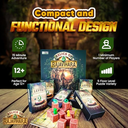 Relics of Rajavihara – Solo Puzzle Adventure Game with 50 Challenges Across 5 Floors – Strategic Logic Board Game for All Ages – Replayable Brain Teasers for Endless Fun - style: Main Game