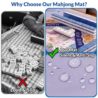 Mahjong Mat - 31.5Inch Mahjong Mat for Table, Anti-Wrinkle Non Slip Noise Reduction Gaming Mat with Carrying Bag, for Mahjong/Board Games/Poker/Dominoes/Card Games (Purple) - color: Purple