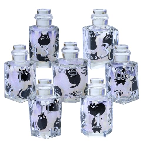 XENOLUX Liquid Core DND Dice Set - Potion Bottle Shape Polyhedral Resin Dice with Black Cat Silhouette & Silver Numbers, Role Playing Tabletop Game Accessories for Dungeons and Dragons, RPG - BOT1 - color: Bot1
