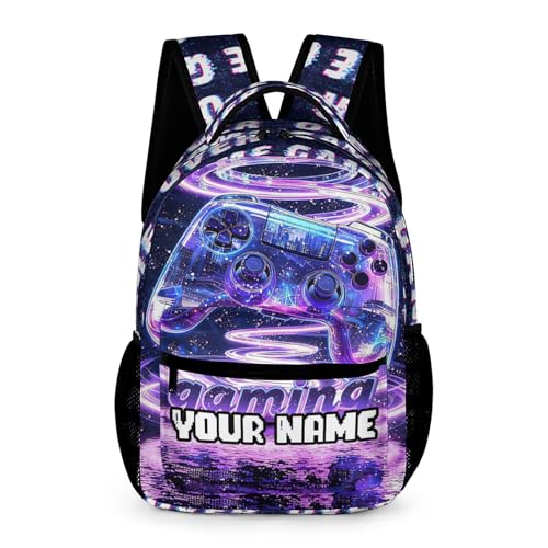 Custom Gaming Print Backpack, 17 in Laptop Bookbag for Teens | All-over print design | 900D PU nylon | Tear & abrasion resistant | Premium feel | Vibrant | Built for heavy daily use - color: Color 2 Custom
