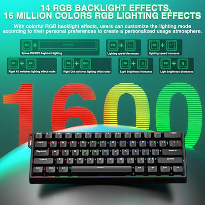 Aula WIN60 HE - 60% Mechanical Gaming Keyboard Wired, Magnetic Switch Hot Swappable, Adjustable Actuation Rapid Trigger Mode, 8000 Hz Polling Rate, RGB Small Keyboard 60 Percent Compact Design for PC - color: Black
