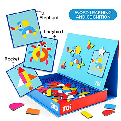 Toi Kids Magnet Toys Magnetic Jigsaw Puzzle Boxes with Game Board for Kids Ages 3-8, Preschool Tabletop Toy for Toddlers, Portable Travel Game, Shape - style: Shape