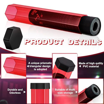 Lineshading 8 Pcs Hexagon Playmat Tube 15 Inch Easy in and Out Case Design, Playmat Holder Tube for Storage with Caps Compatible with MTG, Magic: The Gathering, RPG, Won't Roll Off Surfaces(Red) - color: Red