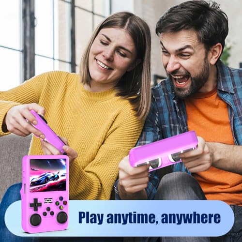 for R36S Silicone Case, Soft Skin for R36 S Handheld Game Console Accessories, Anti-Scratch Washable Silicone Cover with Lanyard (Purple) - color: Purple
