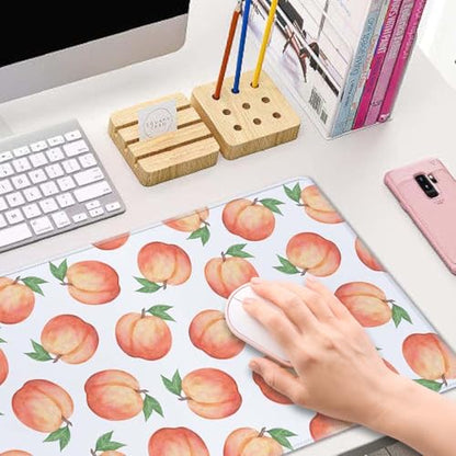Gaming Mouse Pad, XL Extended Computer Keyboard Long Mouse Mat, Large Desk Pad for Office Laptop, Non-Slip Rubber Base with Stitched Edge Mousepad, 31.5X11.8 inch Watercolor Peaches - color: Watercolor Peaches